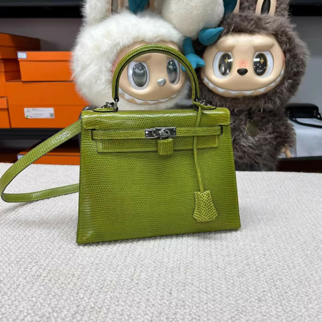Hermès Kelly 25 Lizard Vert Chartreuse with Palladium Hardware