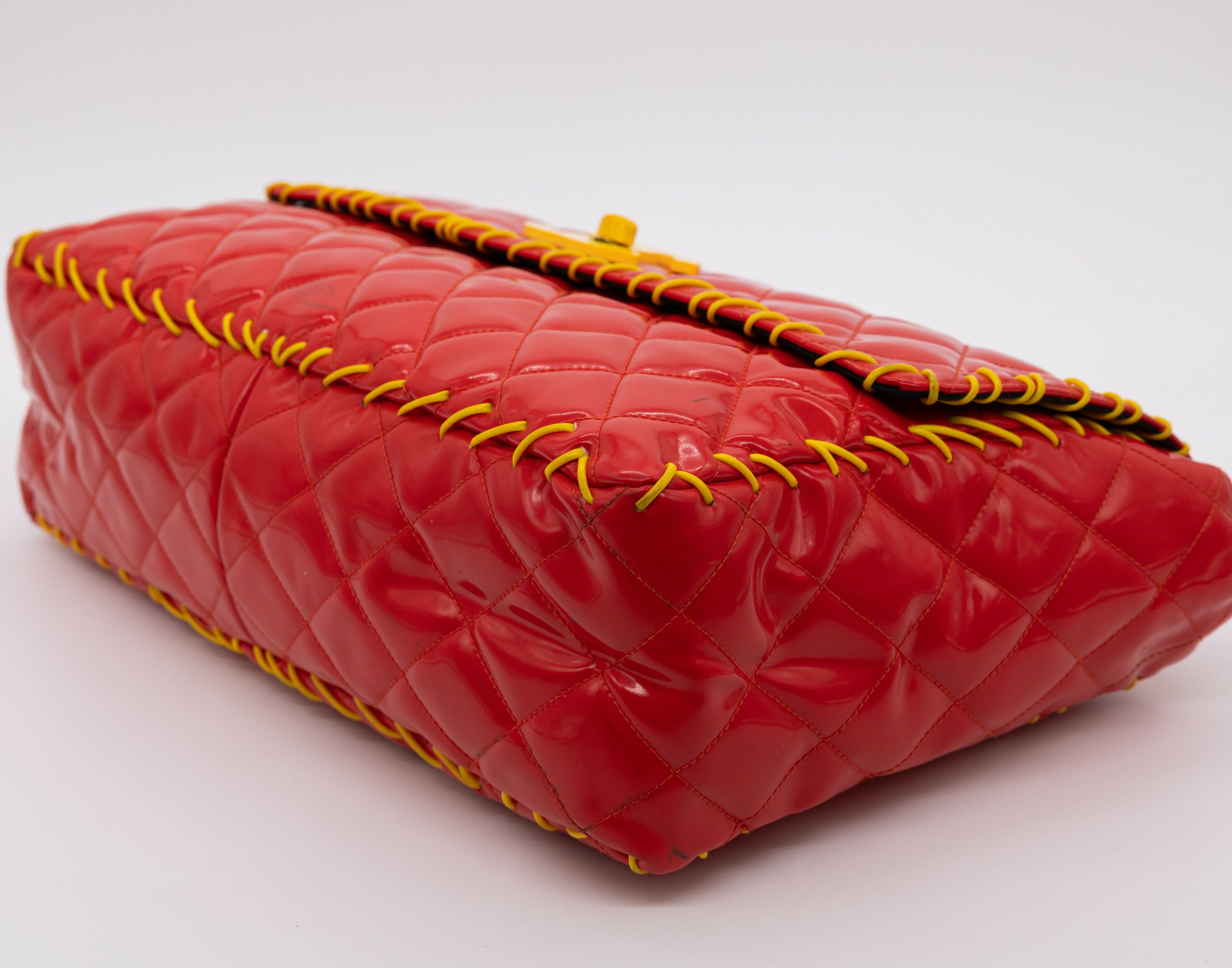 Chanel Vintage 1994 Fall/Winter Red Vinyl Maxi Flap Bag
