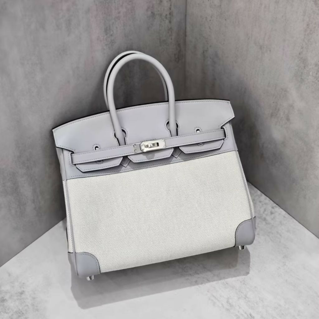 Hermès Birkin 25 Blue Glacier Toile H canvas Swift Palladium Hardware