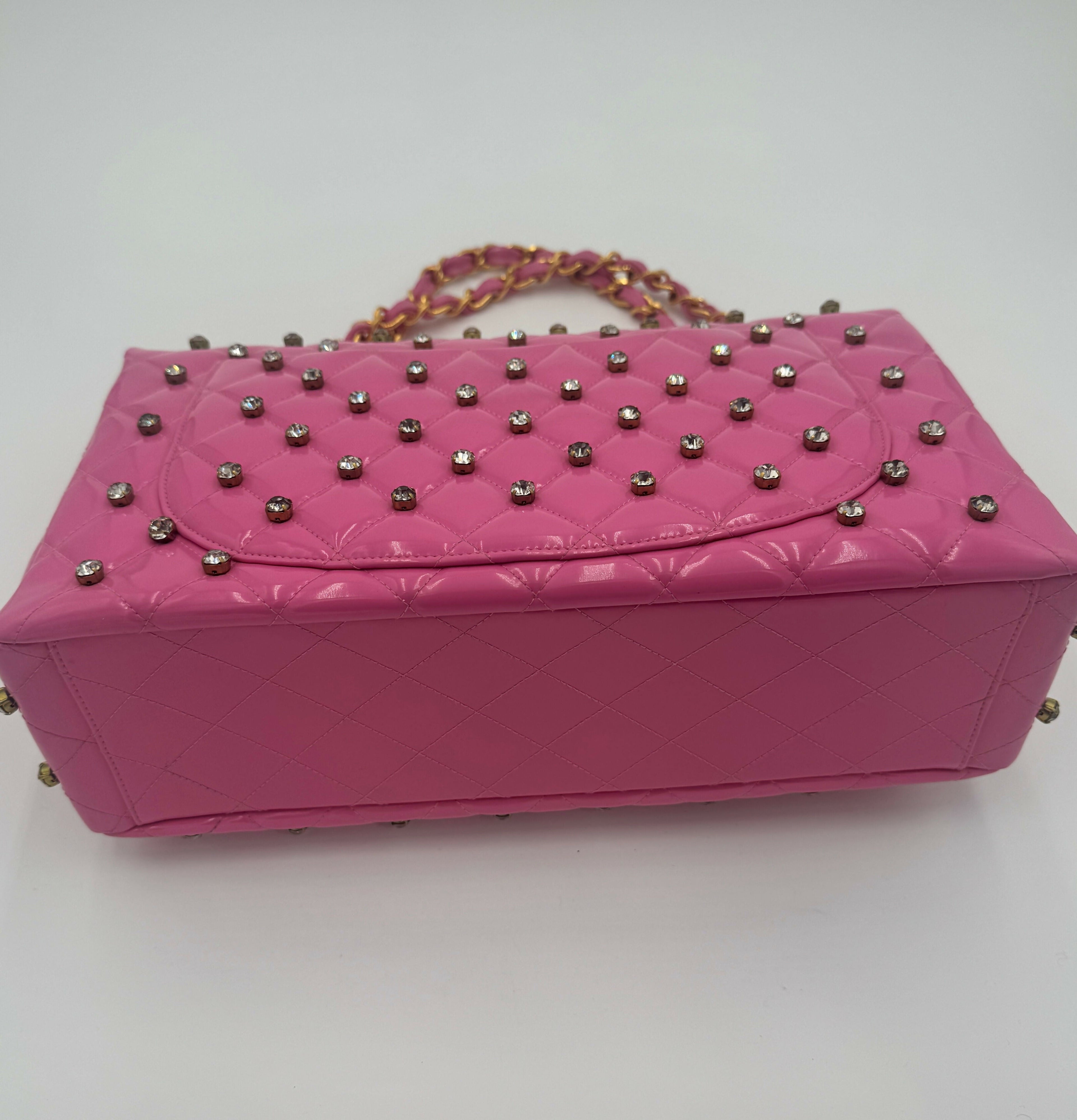 Chanel 1995 Spring/Summer Barbie Collection Pink Rhinestone Maxi Flap Bag