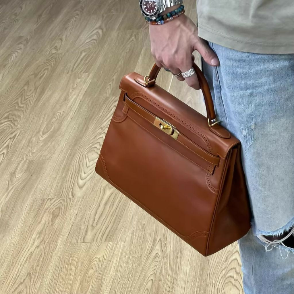 Hermes Kelly Ghillies bag 35 Retourne　Fauve Tadelakt leather gold hardware