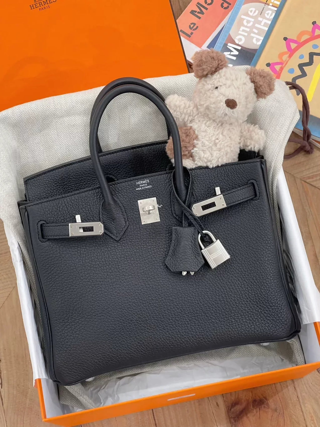 Hermès Birkin 25 black Togo leather with brushed palladium hardware