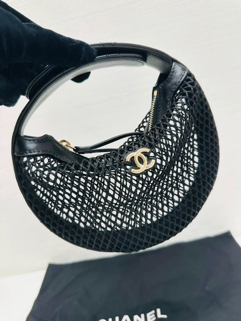 Chanel 25s black mesh mini bag