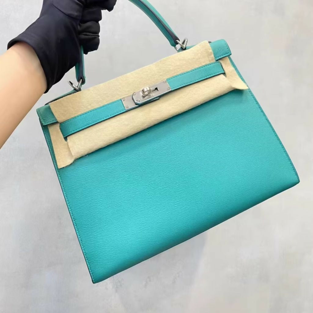 Hermes kelly 28 Vert Verone Epsom Leather Palladium Hardware