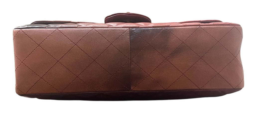 Chanel Ombre Degradé Pink Burgundy Quilted Leather Jumbo Classic Single Flap Bag