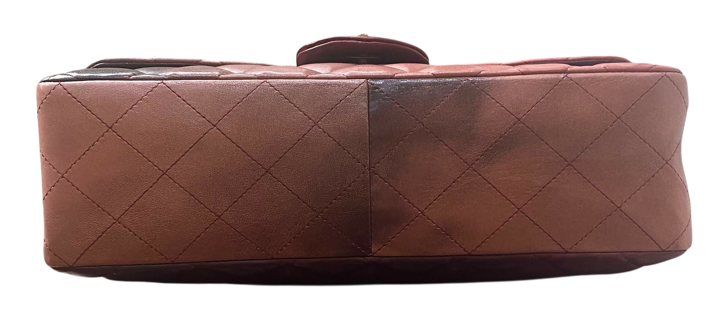Chanel Ombre Degradé Pink Burgundy Quilted Leather Jumbo Classic Single Flap Bag