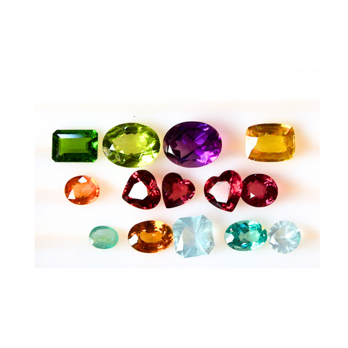 14 Pieces Yellow Sphene, Rare Grandidierite, Sphene, Amethyst, peridots, Chrome, Garnets