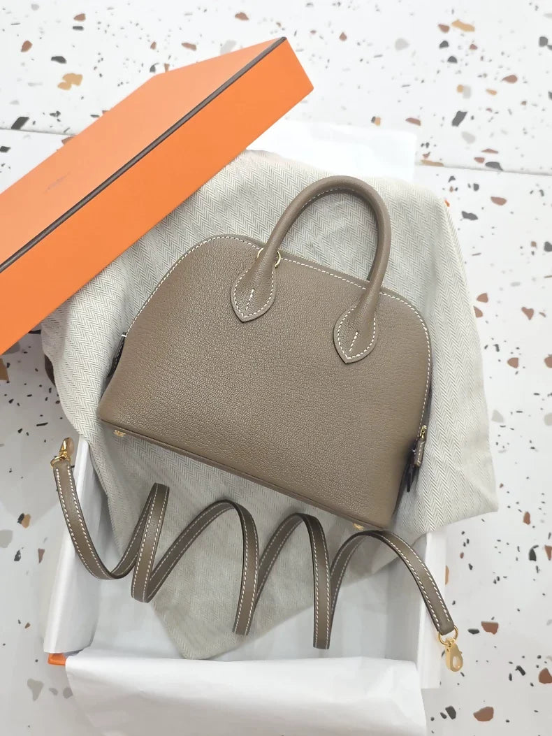 Hermes Mini Bolide Elephant Grey Goat Leather Gold hardware