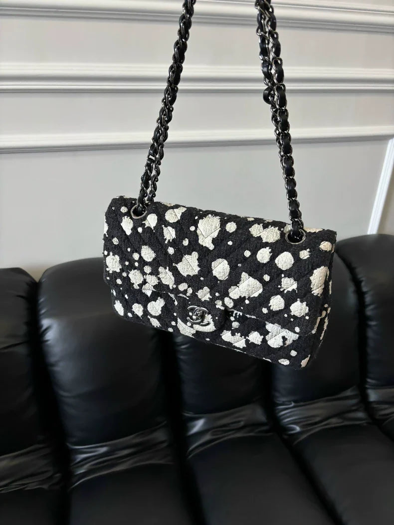 Chanel black and white medium flap CF