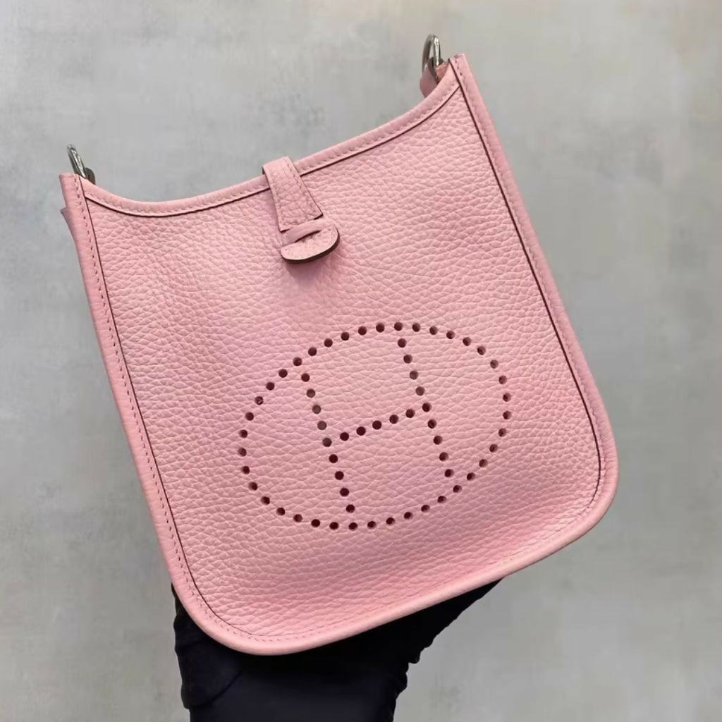 Hermes mini evelyne 3Q Rose Sakura Togo Leather Palladium Hardware