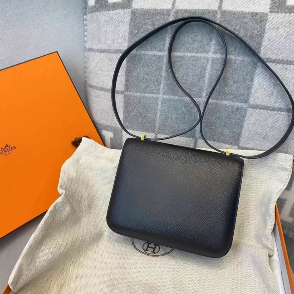 Hermes Mini Constance Black Epsom Leather Gold Hardware