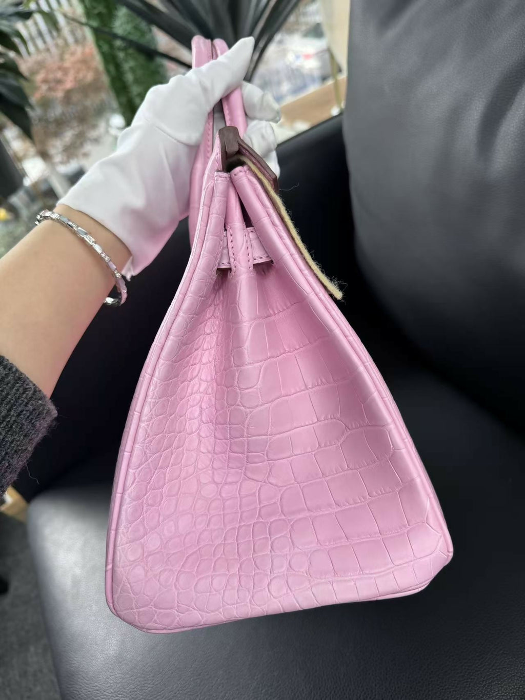 Hermès Birkin 30 Bubblegum Matte Porosus Crocodile with palladium hardware