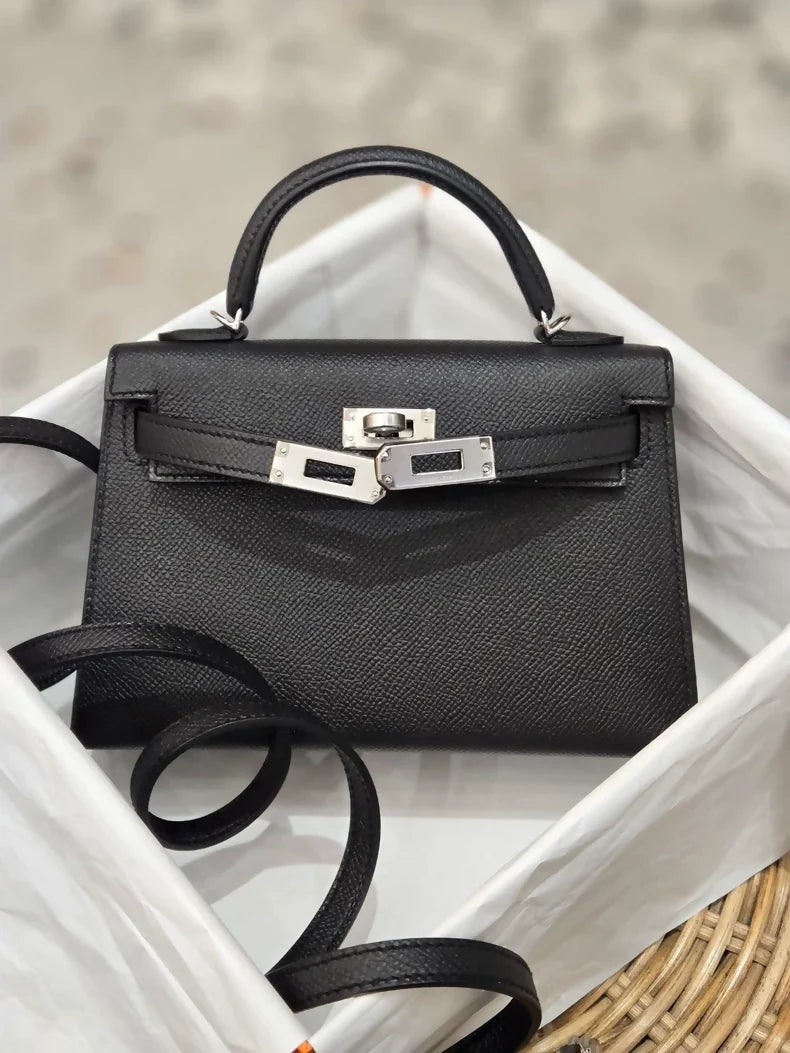 Hermès Mini Kelly 20 Black Epsom Leather Palladium hardware