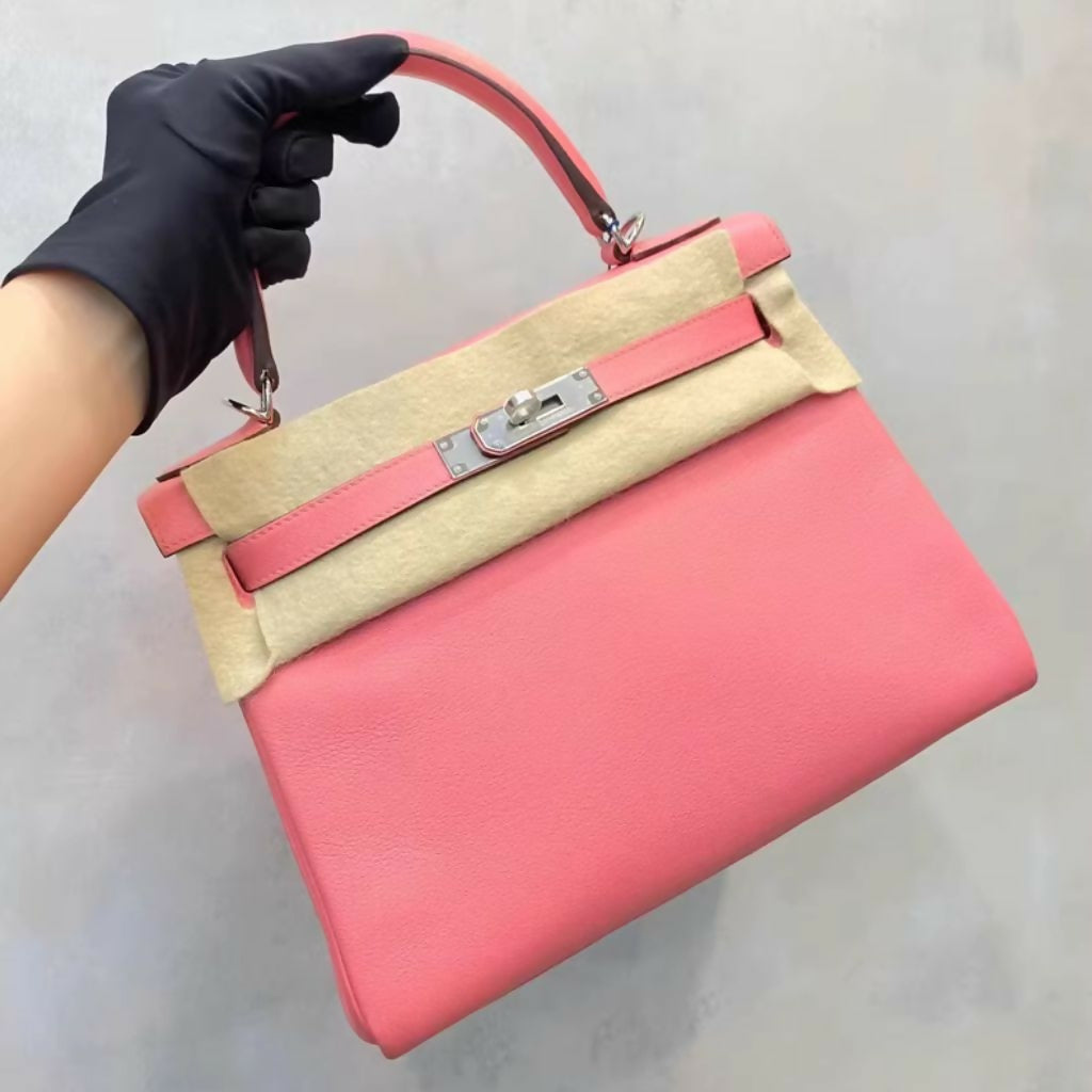 Hermes kelly 28 K4 Rose d’Ete Swift Leather Palladium Hardware