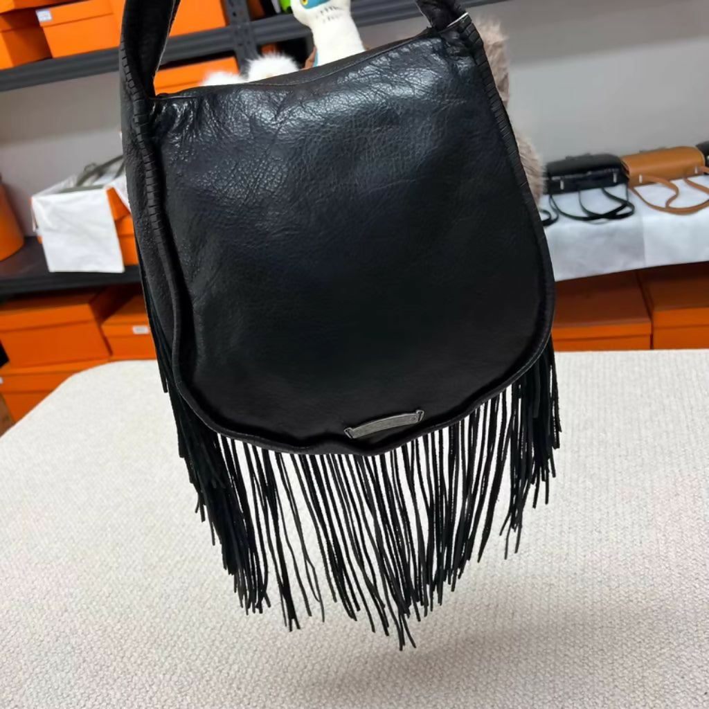 Chrome Hearts Black leather Fringe Bag