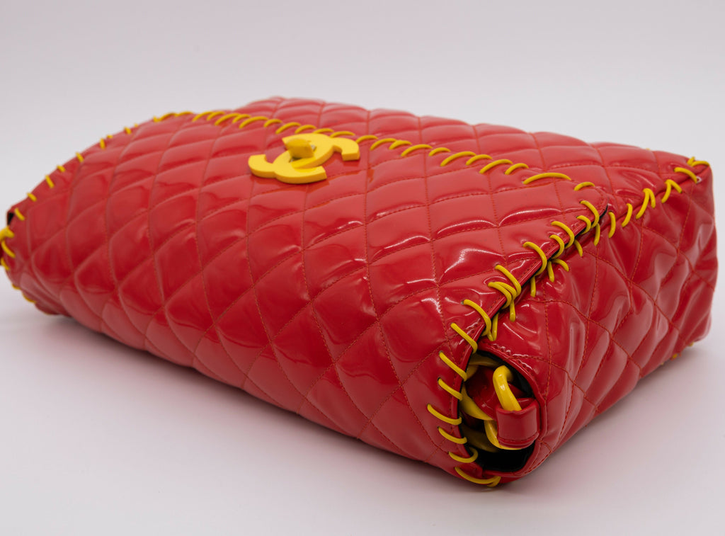 Chanel Vintage 1994 Fall/Winter Red Vinyl Maxi Flap Bag