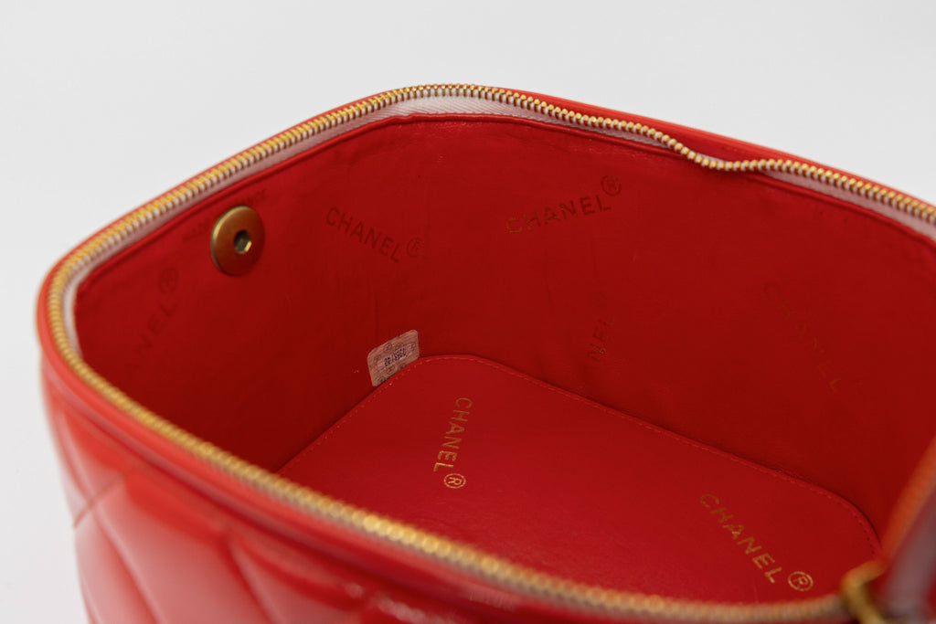 Chanel 1995 Spring/Summer Barbie Collection Chanel Red Patent Top Handle Vanity Bag