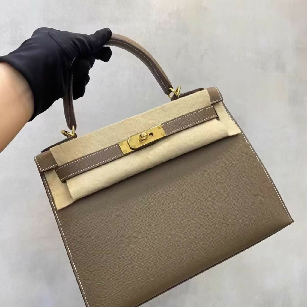 Hermes kelly 28 etoupe Epsom leather gold hardware