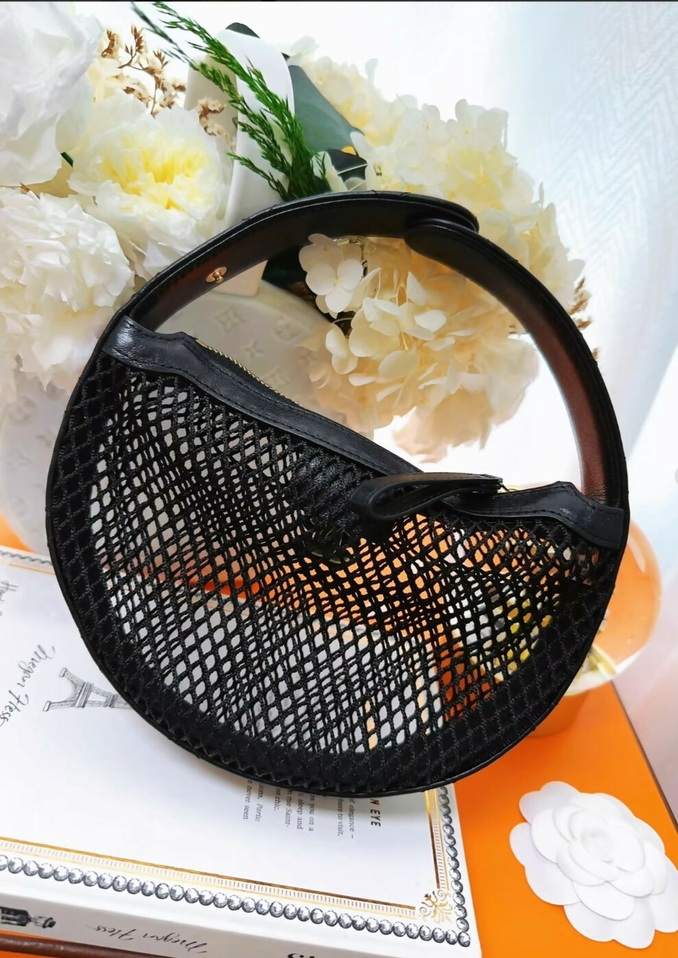 Chanel 25S Black Net Hula Hoop Bag