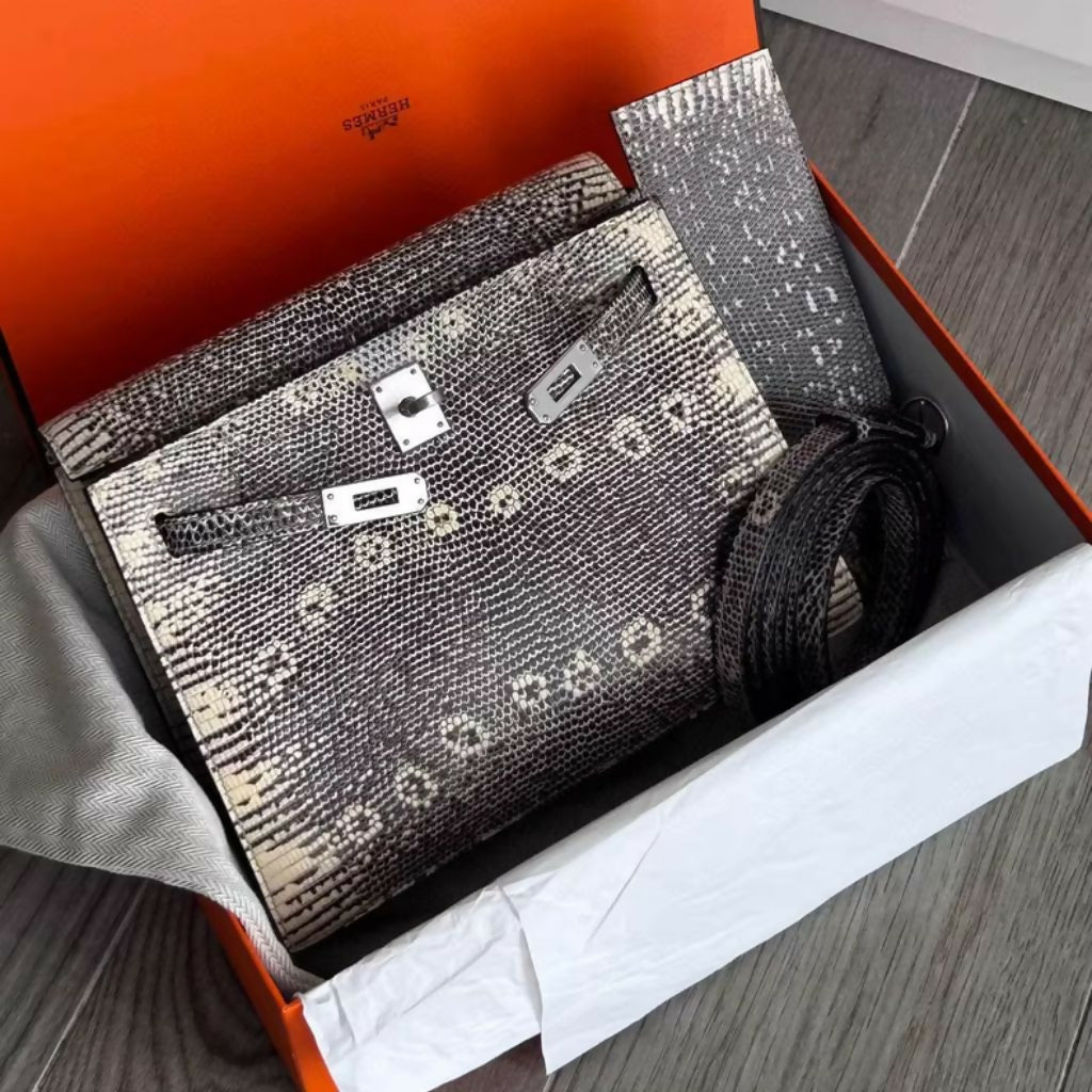 Rare Hermès Kelly Danse Lizard leather palladium hardware