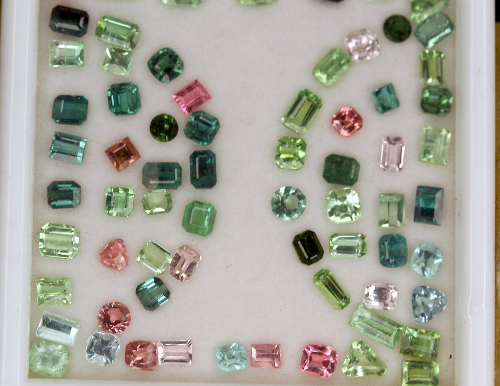22 carats Blue, Green, Pink Tourmaline Deal  | Emerald Cut Tourmaline |  Cushion Cut