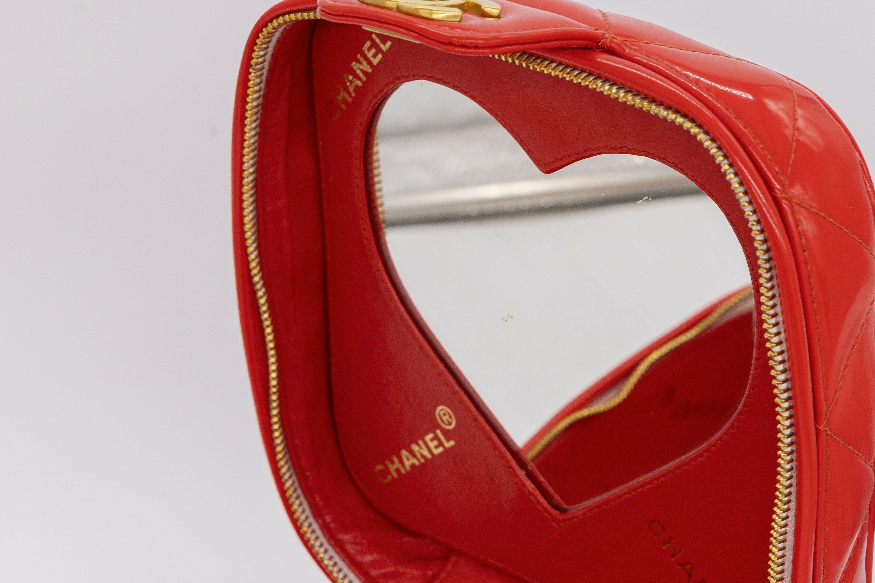 Chanel 1995 Spring/Summer Barbie Collection Chanel Red Patent Top Handle Vanity Bag