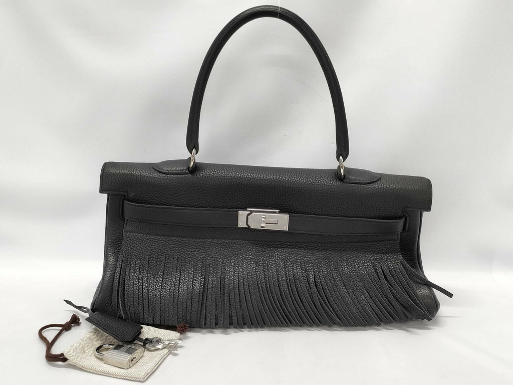Hermes Vintage Kelly shoulder black Fringe