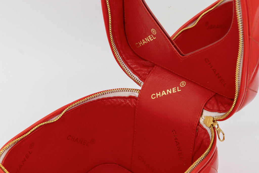 Chanel 1995 Spring/Summer Barbie Collection Chanel Red Patent Top Handle Vanity Bag