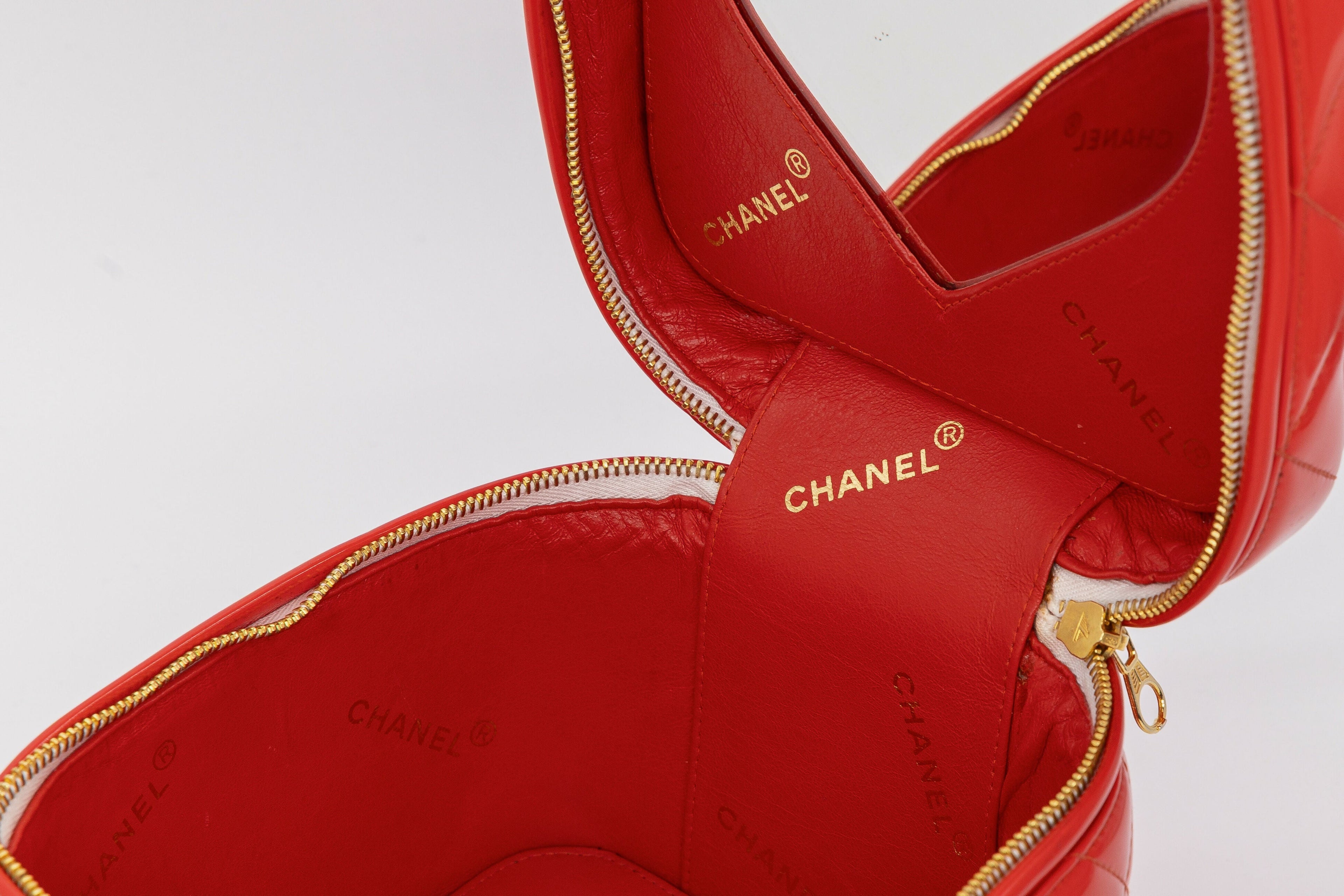 Chanel 1995 Spring/Summer Barbie Collection Chanel Red Patent Top Handle Vanity Bag