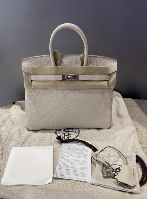 Hermes Birkin 25 Gris Pale Togo Leather Palladium Hardware