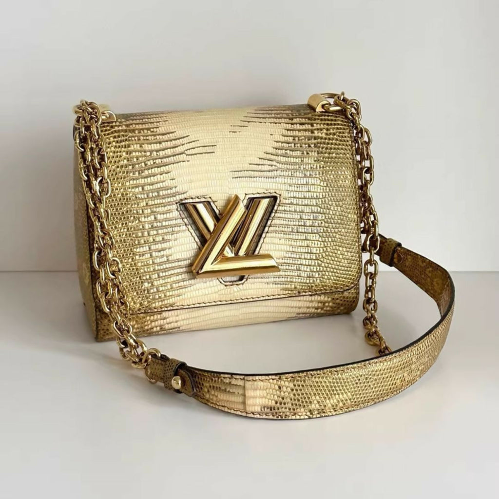 LOUIS VUITTON Lizard Twist Shoulder Bag Mini Gold