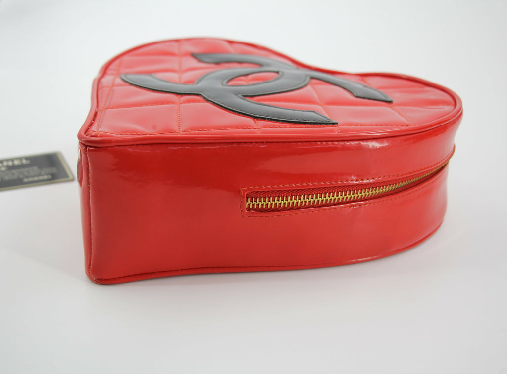 Chanel Vintage 1995 Leather Red Barbie Heart Vanity Handbag