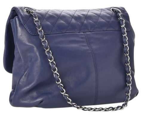 Chanel 13C Blue Lambskin Quilted Large Trianon Messenger Flap Handbag