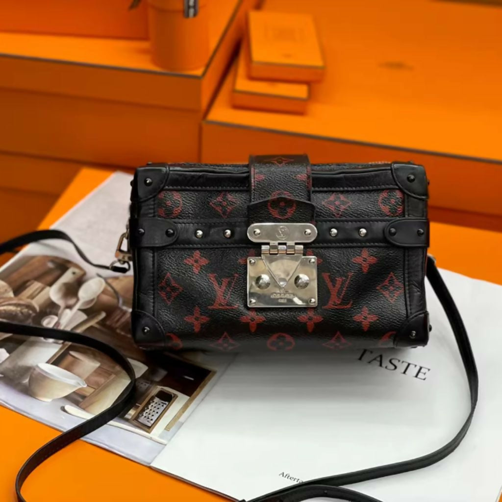 Louis Vuitton Black/Red Monogram Infrarouge Coated Canvas And Leather Petite Malle Soft MM Bag