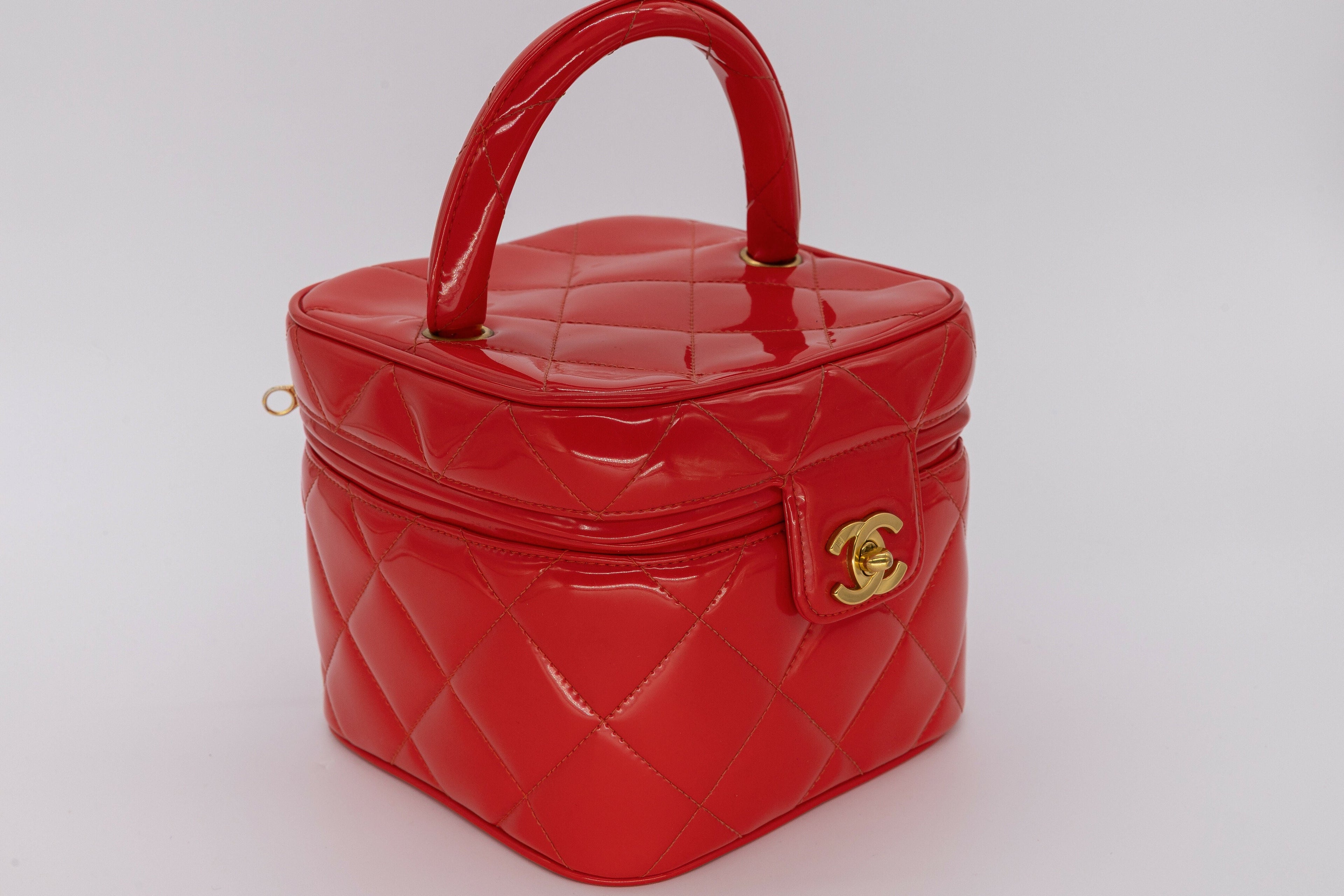 Chanel 1995 Spring/Summer Barbie Collection Chanel Red Patent Top Handle Vanity Bag