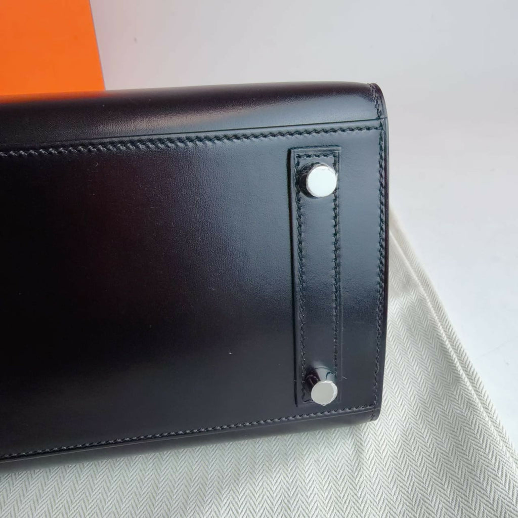 Hermes Birkin 25 black box leather Phw stamp W