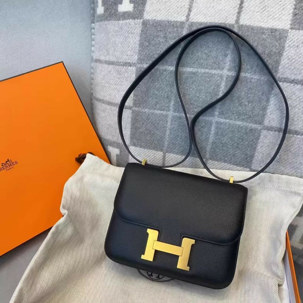 Hermes Mini Constance Black Epsom Leather Gold Hardware