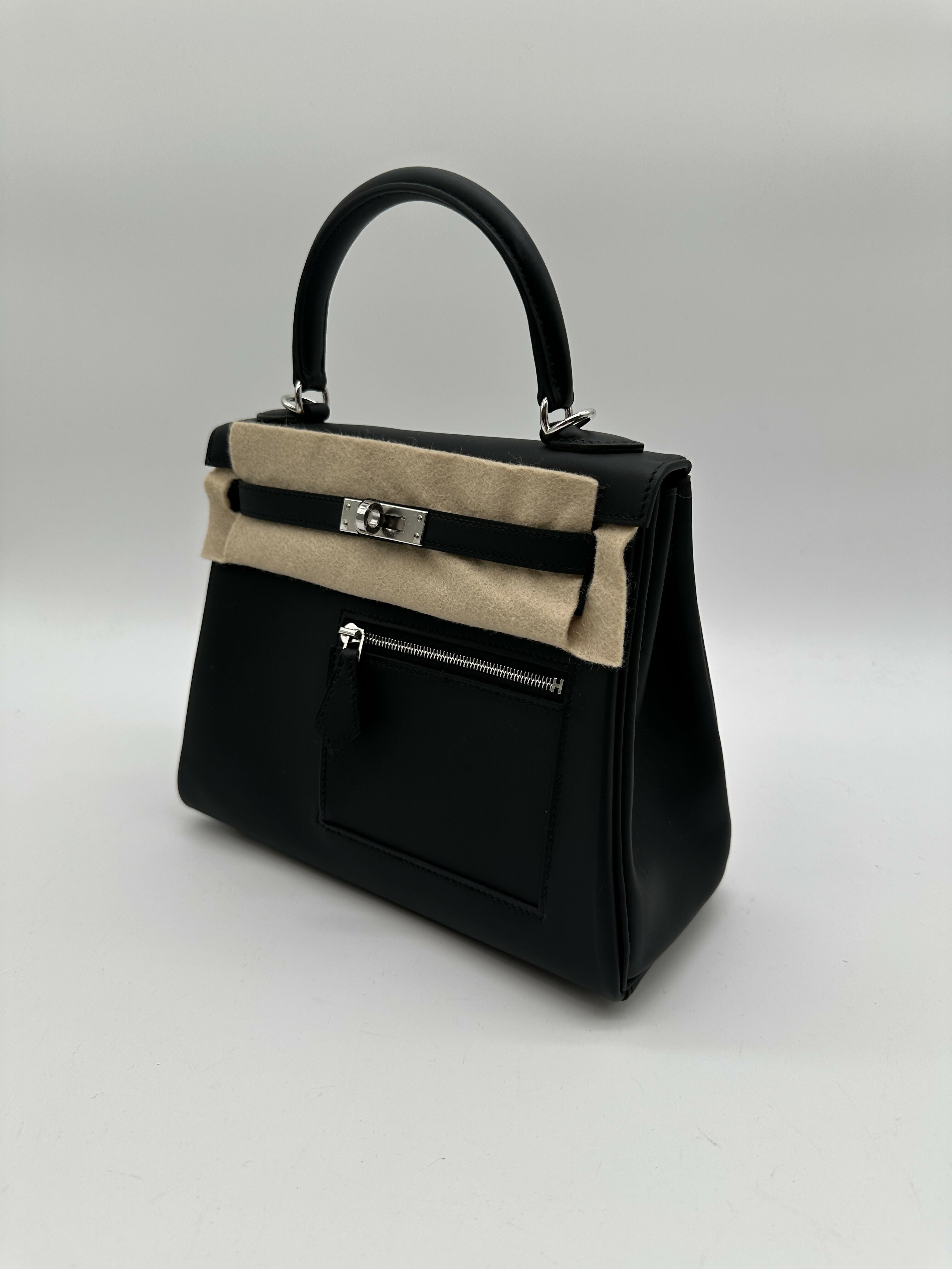Hermès Kelly 25 colormaric Black PHW Stamp K