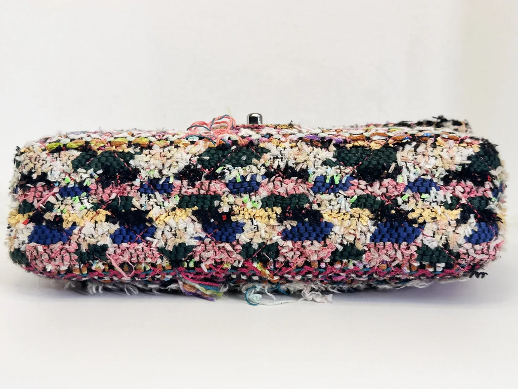 Chanel Pom Pom CC Quilted Tweed Medium Flap Bag with Ruthenium Hardware