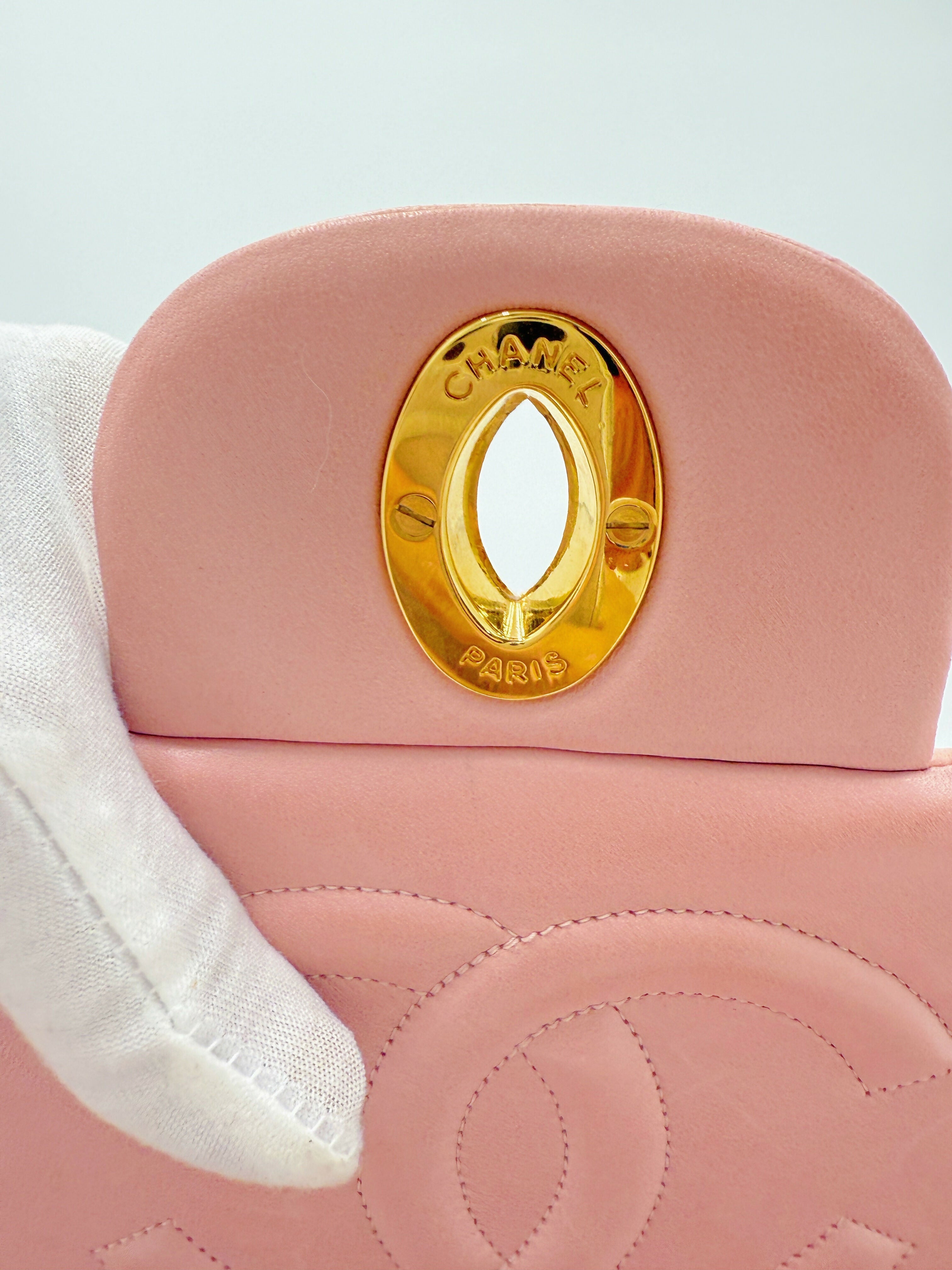 Chanel Vintage Maxi Flap Bag – Series 2 in Pink Lambskin with 24k Gold Hardware