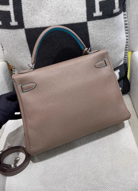 Hermes Kelly 32 etoupe Togo leather palladium hardware