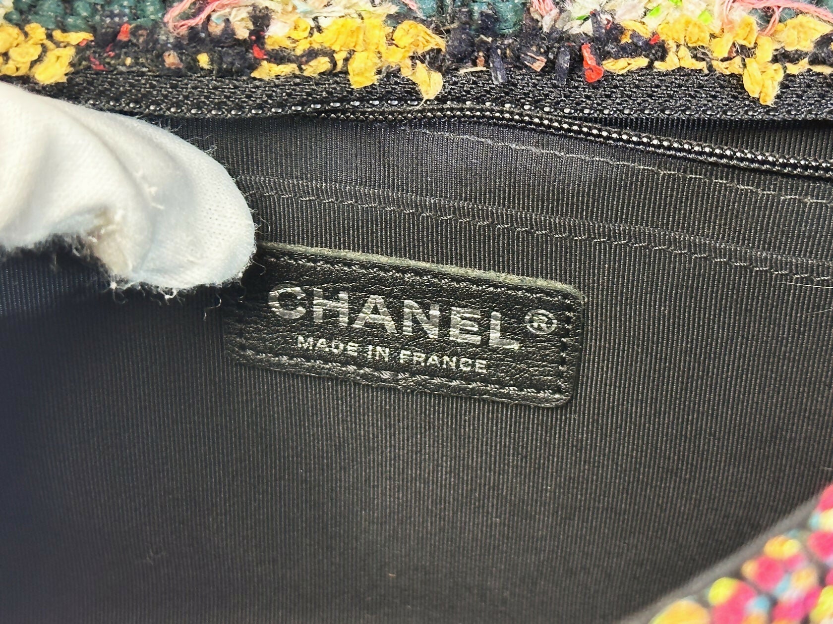 Chanel Pom Pom CC Quilted Tweed Medium Flap Bag with Ruthenium Hardware
