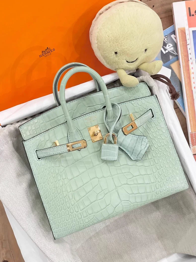 Hermès Birkin 20 Vert D'eau Matte Alligator leather Sellier Gold Hardware