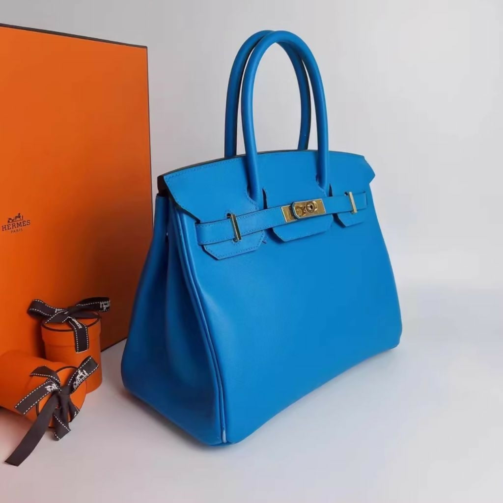 Hermès Birkin 30 Blue Zanzibar Epsom Leather with Gold hardware