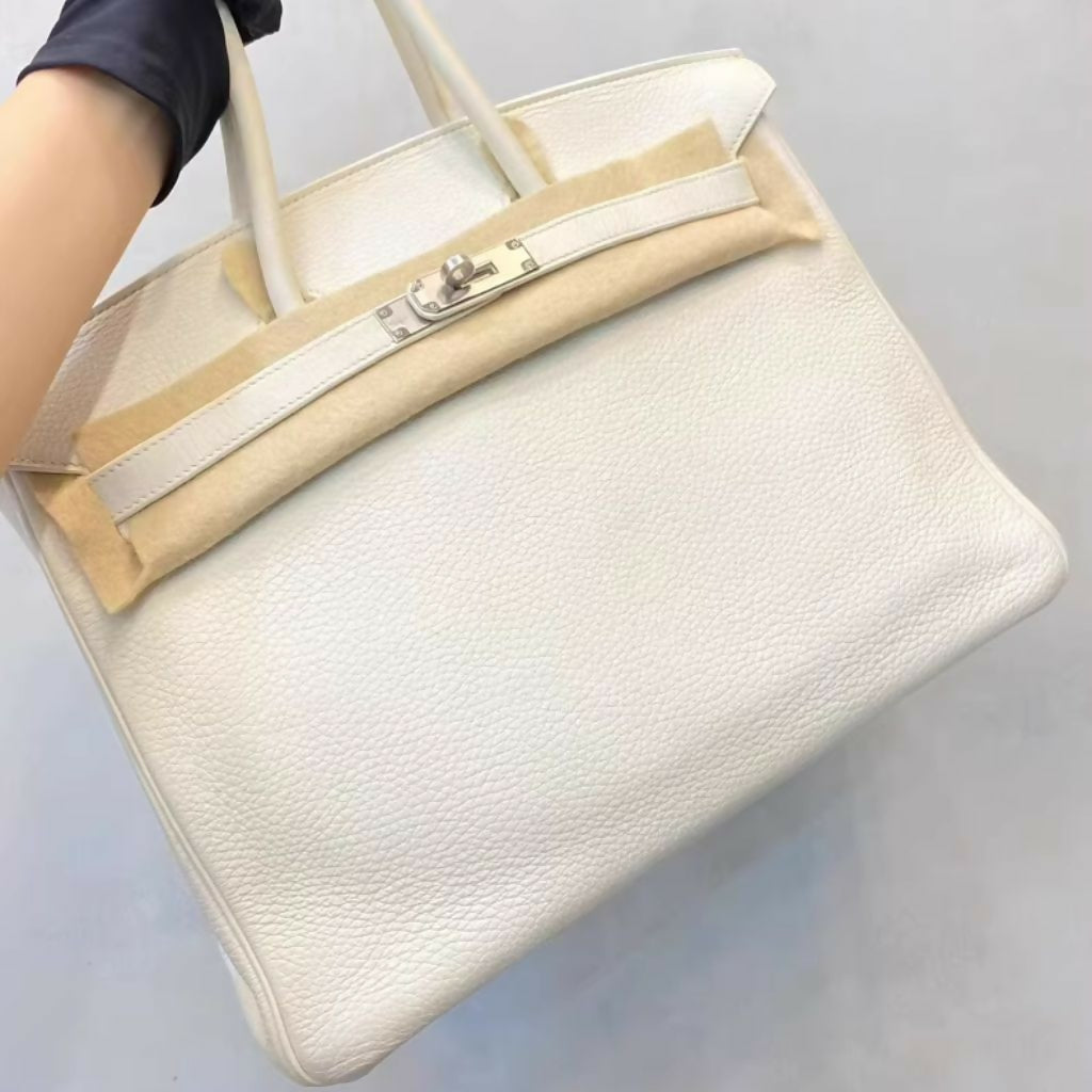 Hermes birkin 35 01 White Togo Leather Palladium hardware