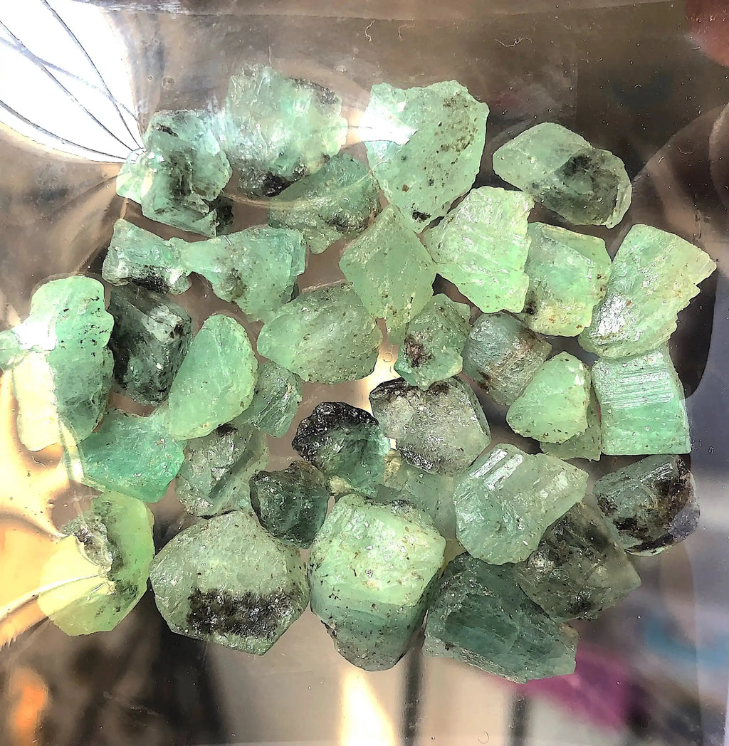 Backside of Raw emerald facet rough Chitral Pakistan