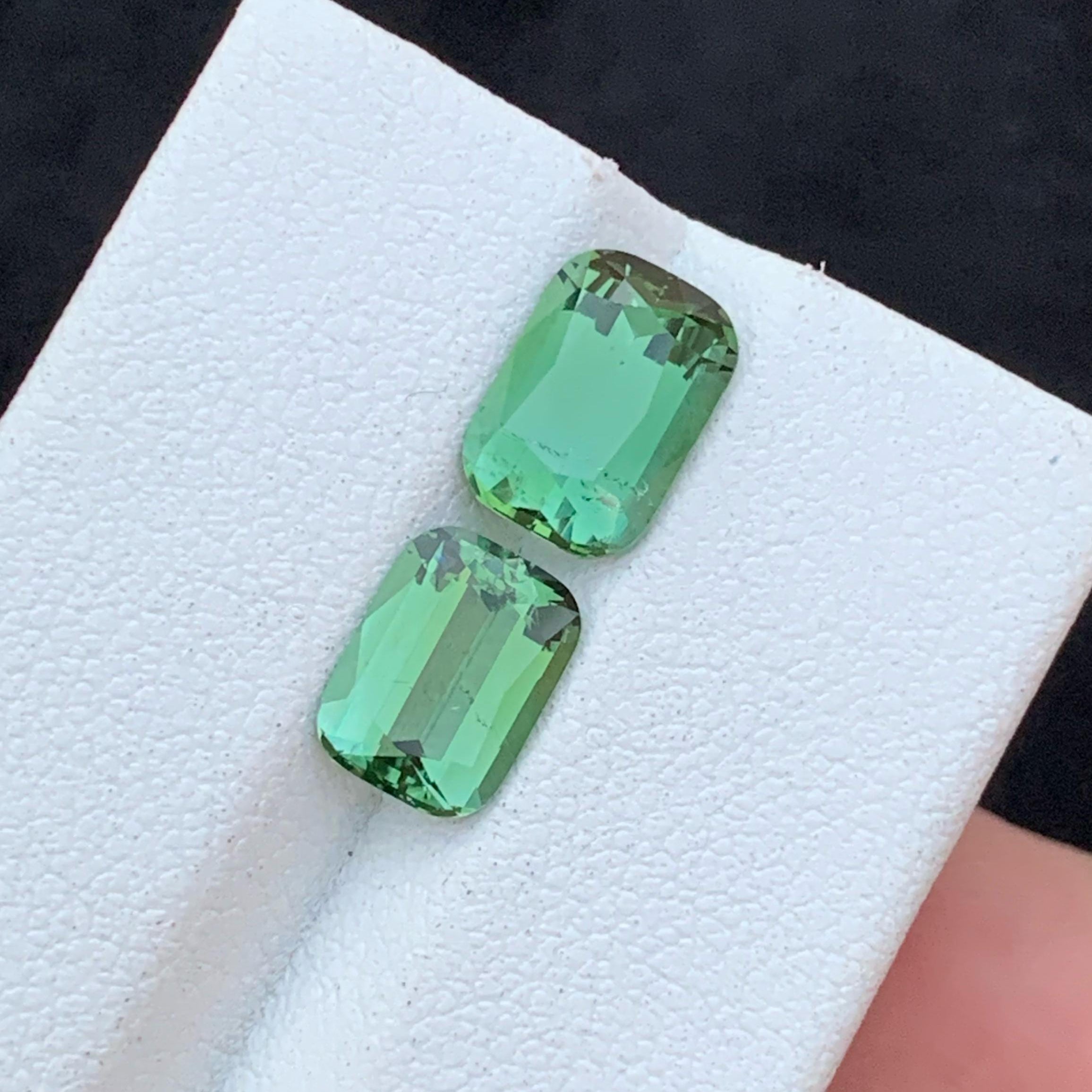 Green Tourmaline Gemstone Pair