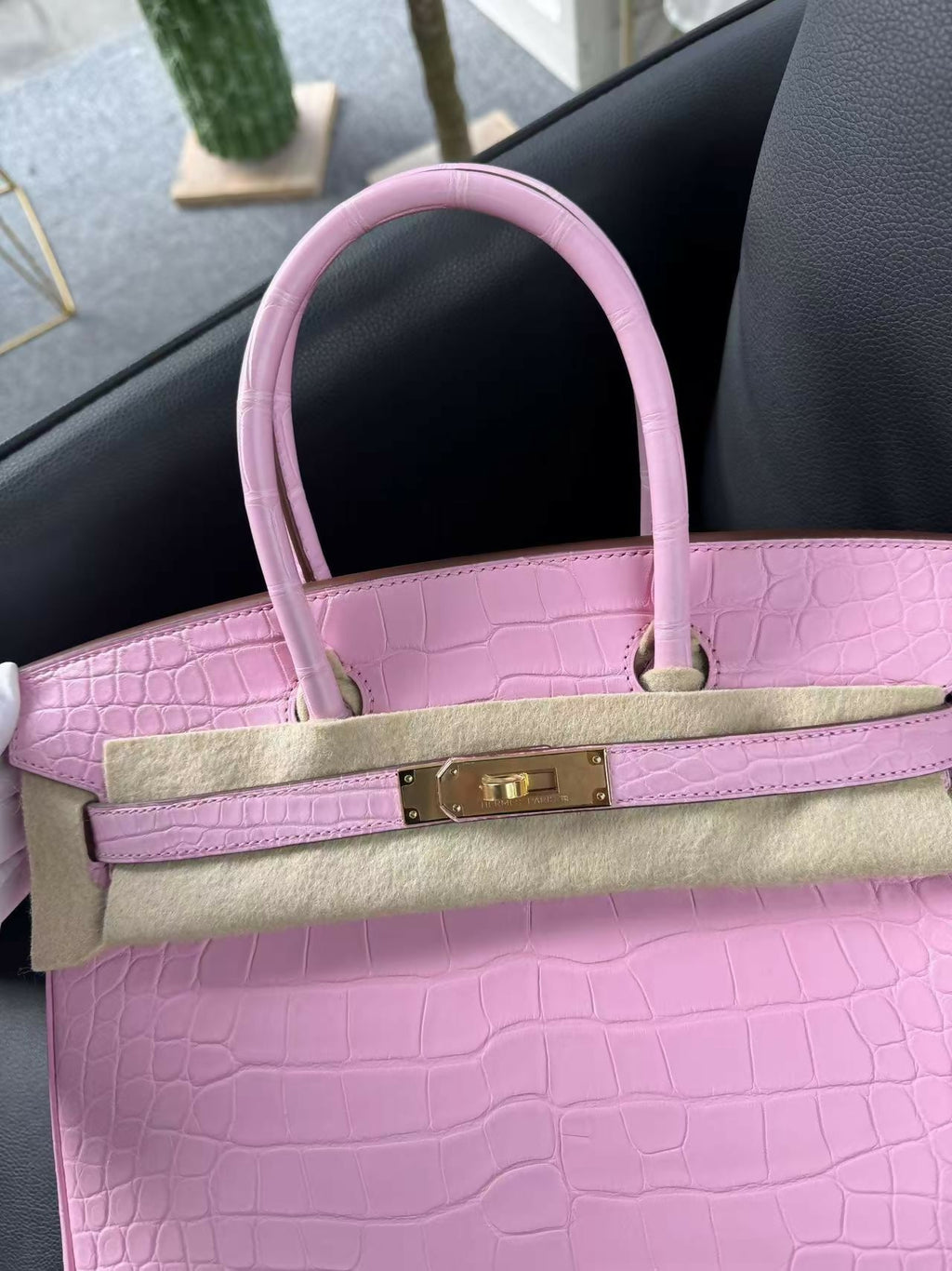Hermès Birkin 30 Bubblegum Matte Porosus Crocodile with palladium hardware