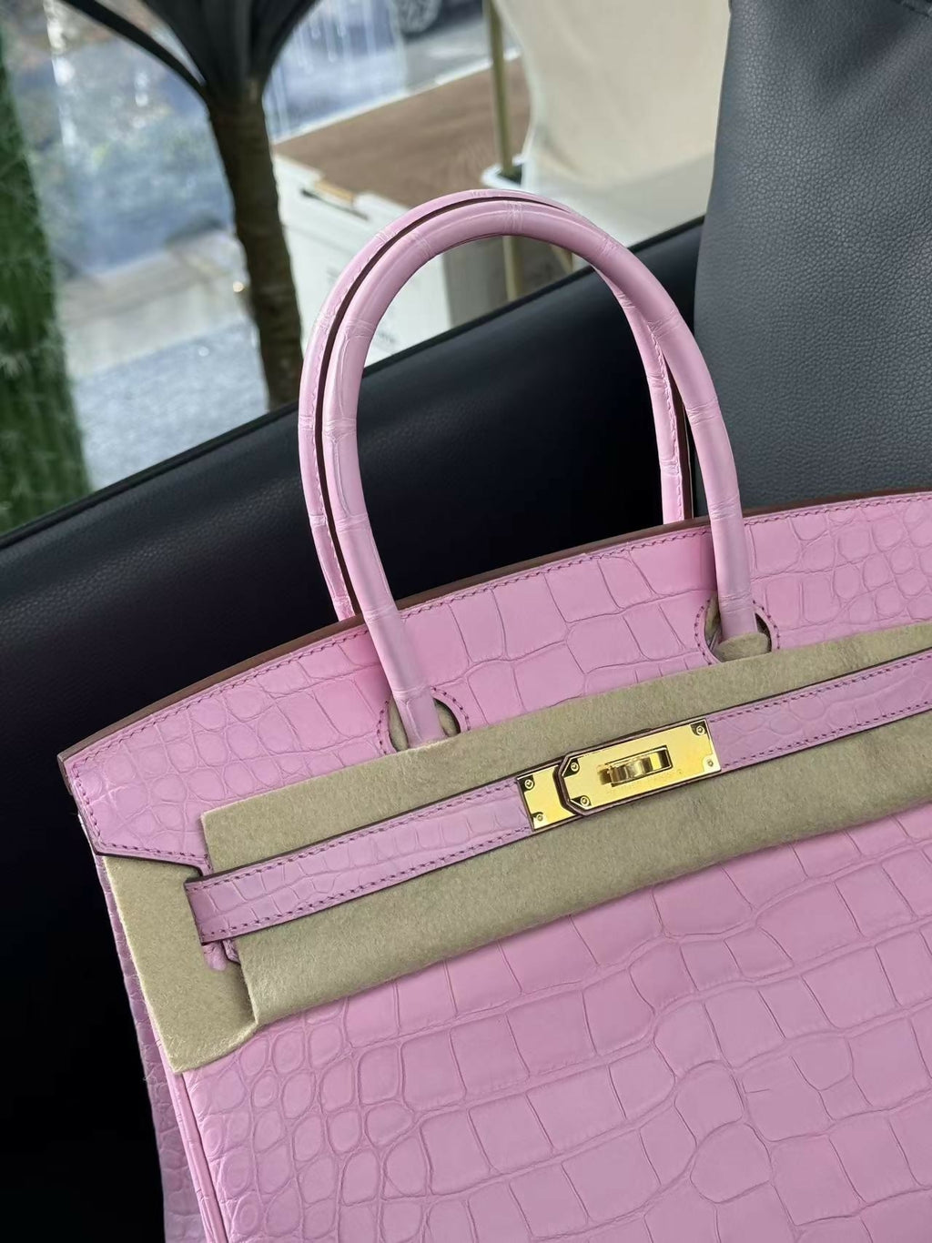 Hermès Birkin 30 Bubblegum Matte Porosus Crocodile with palladium hardware