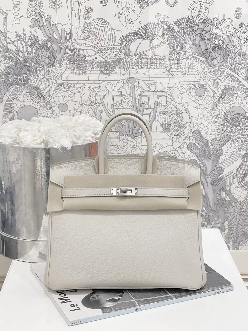 Hermès Birkin 25 White Beton 8L Togo Leather Palladium hardware